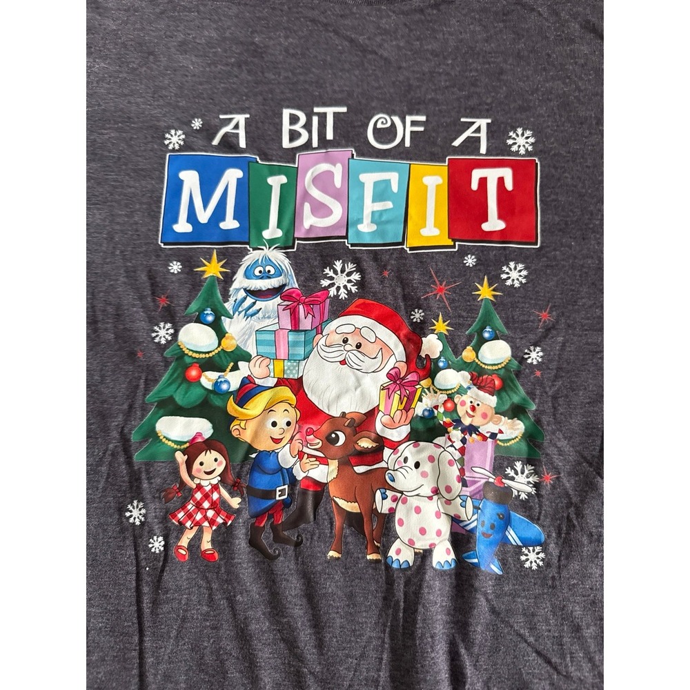 Dutlass Women's "A Bit of a Misfit" Christmas Blue Short Sleeve Tee Size Small - Picture 2 of 5
